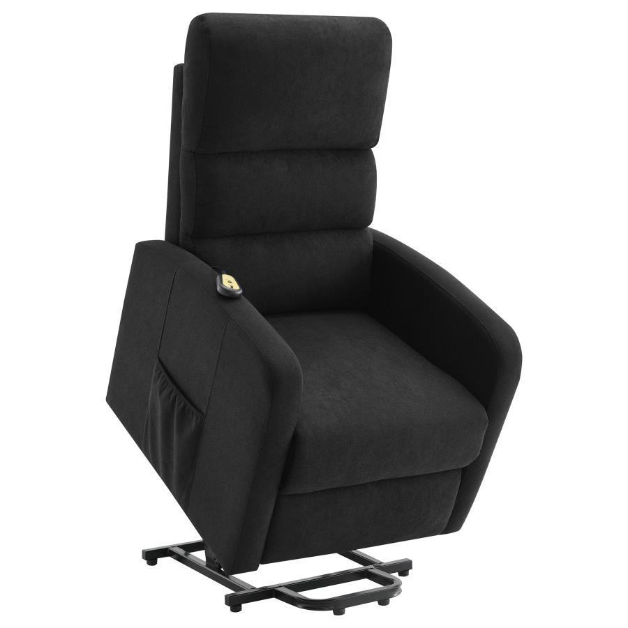 Amsdell - Upholstered Power Lift Recliner With Remote - Black