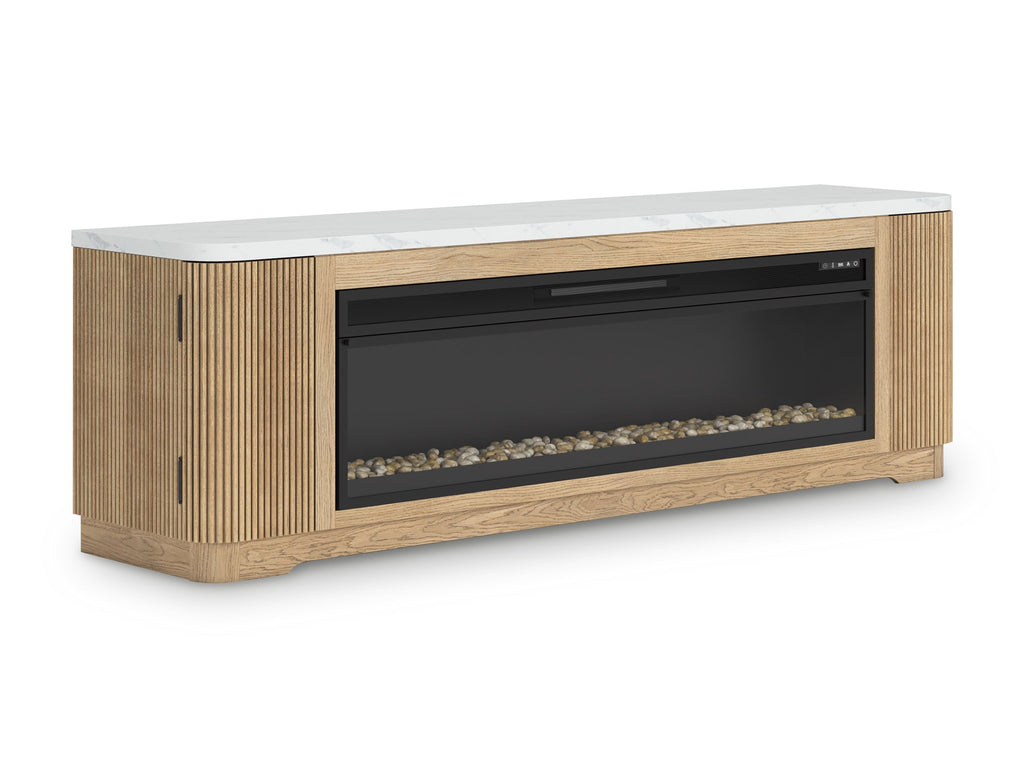 Camdill - Light Brown - 80" TV Stand With Electric Fireplace