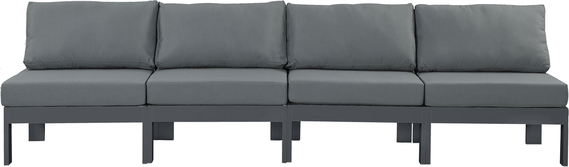 Nizuc - Outdoor Patio 4 Seat Armless Modular Sofa With Gray Frame