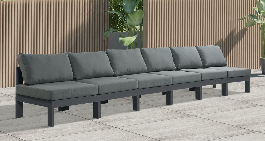 Nizuc - Outdoor Patio 6 Seat Armless Modular Sofa With Gray Frame