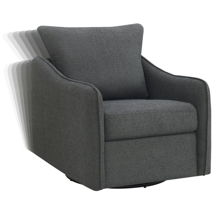 Madia - Upholstered Sloped Arm Swivel Glider Chair - Charcoal