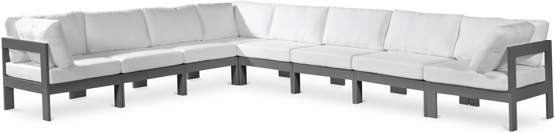 Nizuc - Outdoor Patio 8 Piece Modular Sectional With Gray Frame