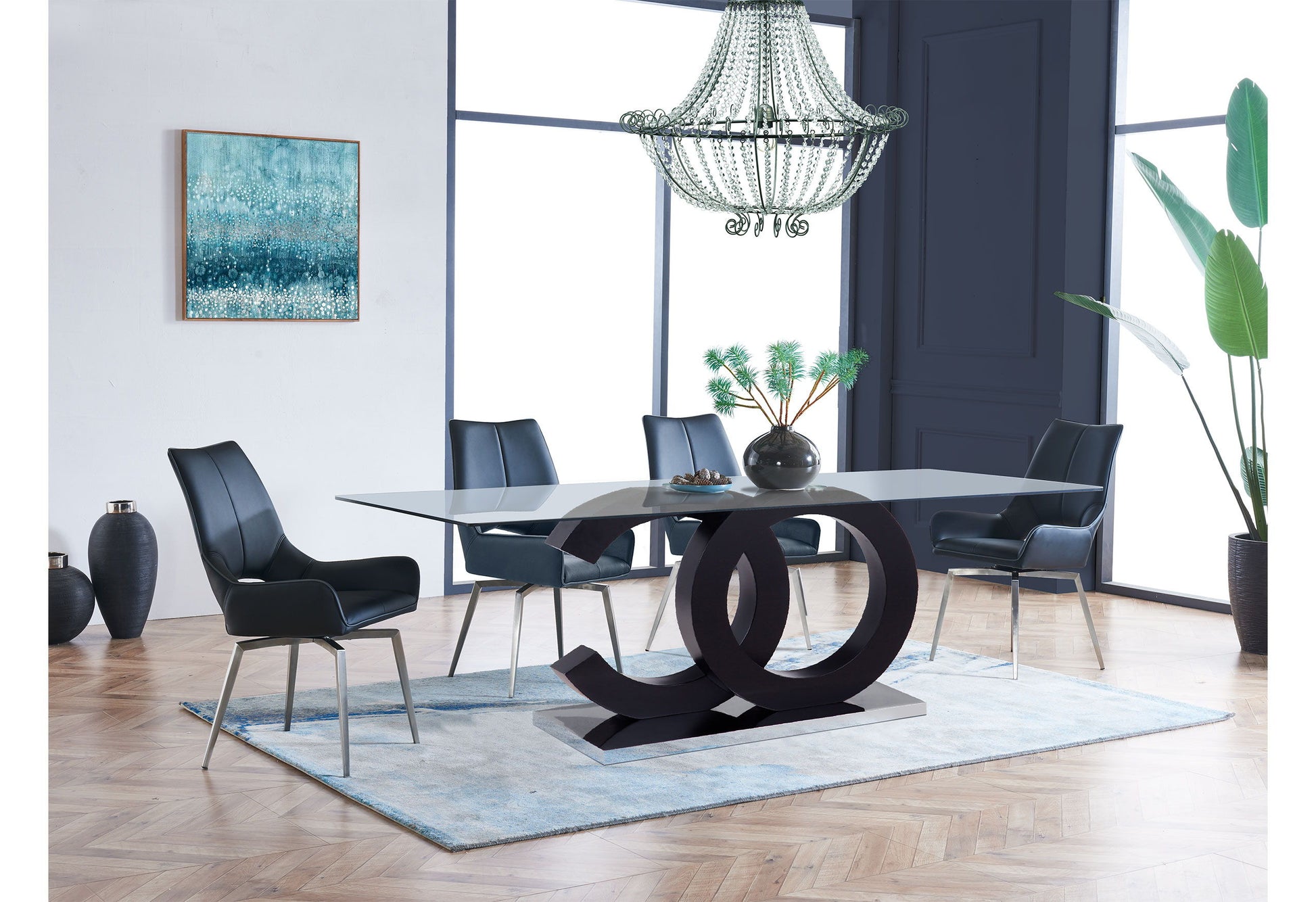 D2207 Dining Table And Four D4878 Dining Chairs - Black