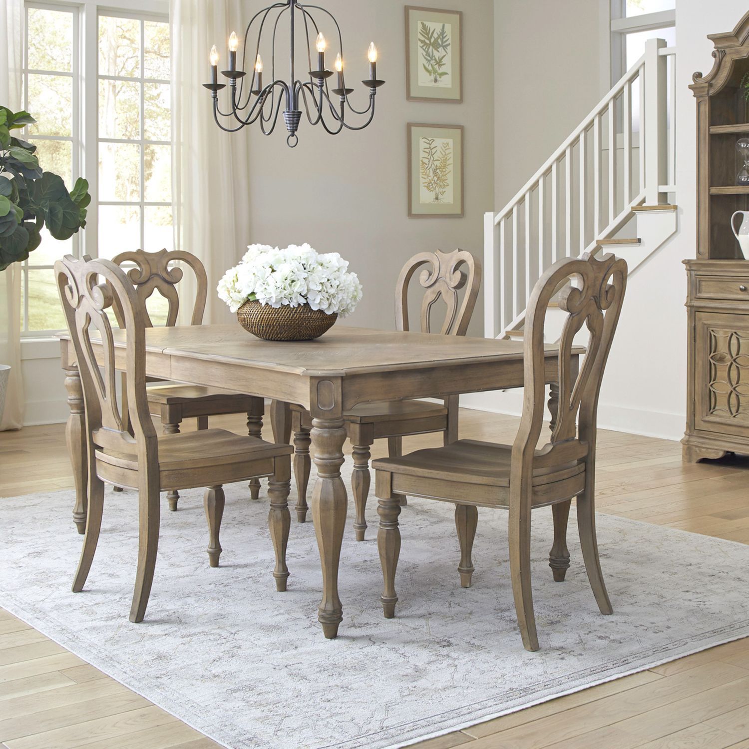 Magnolia Manor - Optional 5 Piece Rectangular Table Set - Brown