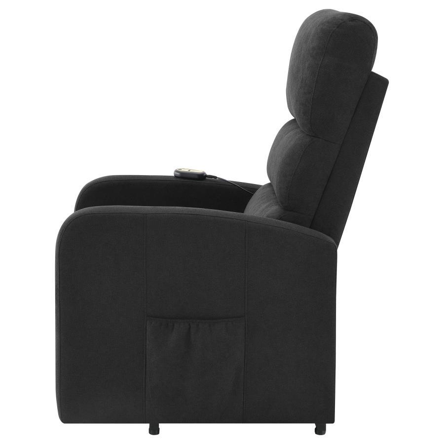Amsdell - Upholstered Power Lift Recliner With Remote - Black