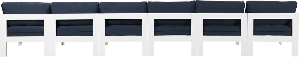 Nizuc - Outdoor Patio 6 Seat Armless Modular Sofa With White Frame