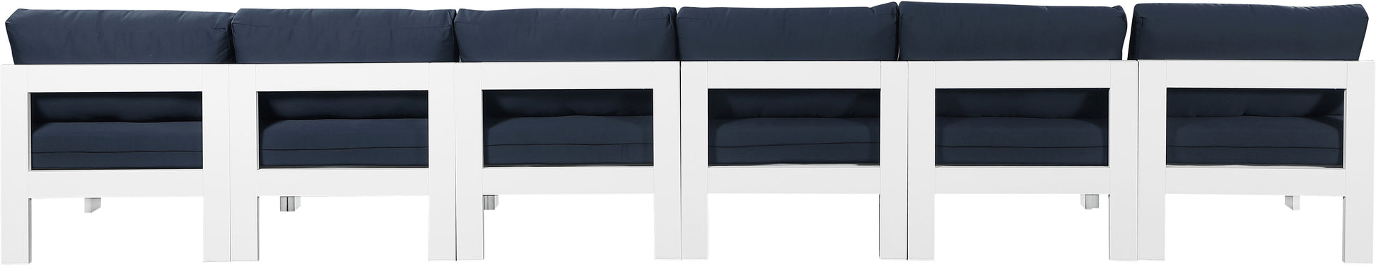 Nizuc - Outdoor Patio 6 Seat Armless Modular Sofa With White Frame