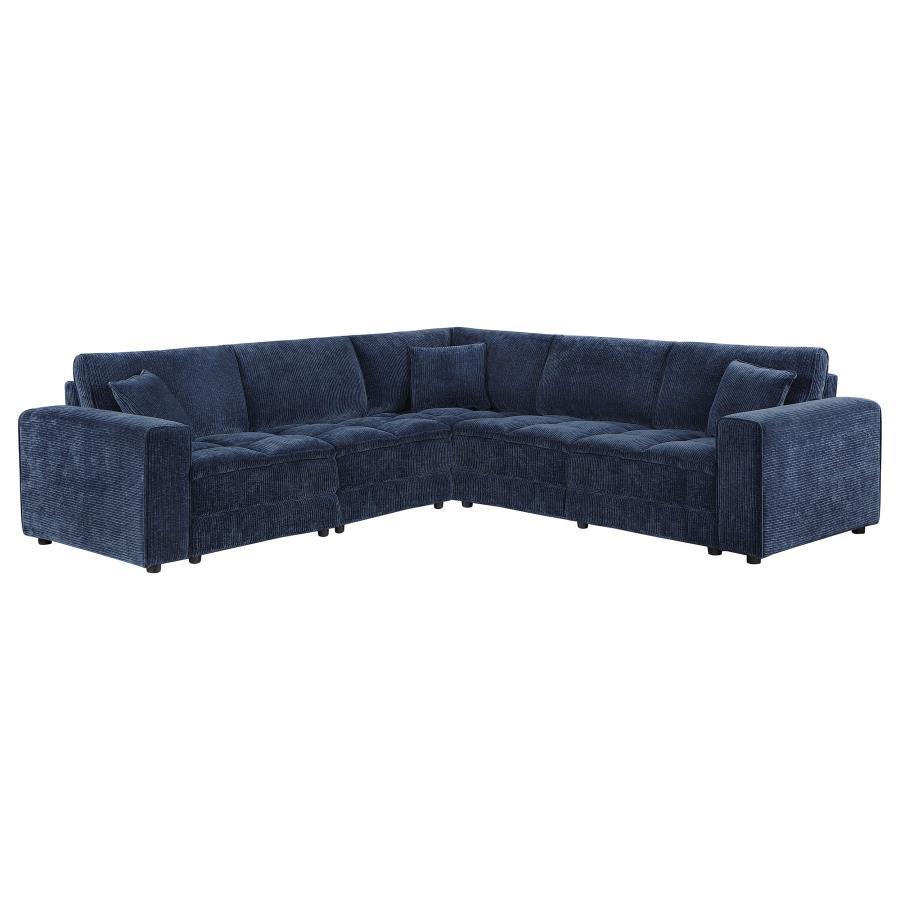 Atlantic - 5 Piece Upholstered Modular Sectional Sofa - Blue