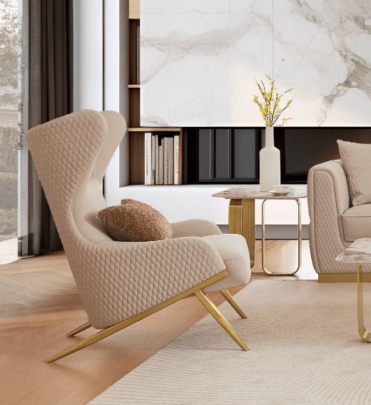HD-3181 - Chair - Beige / Gold