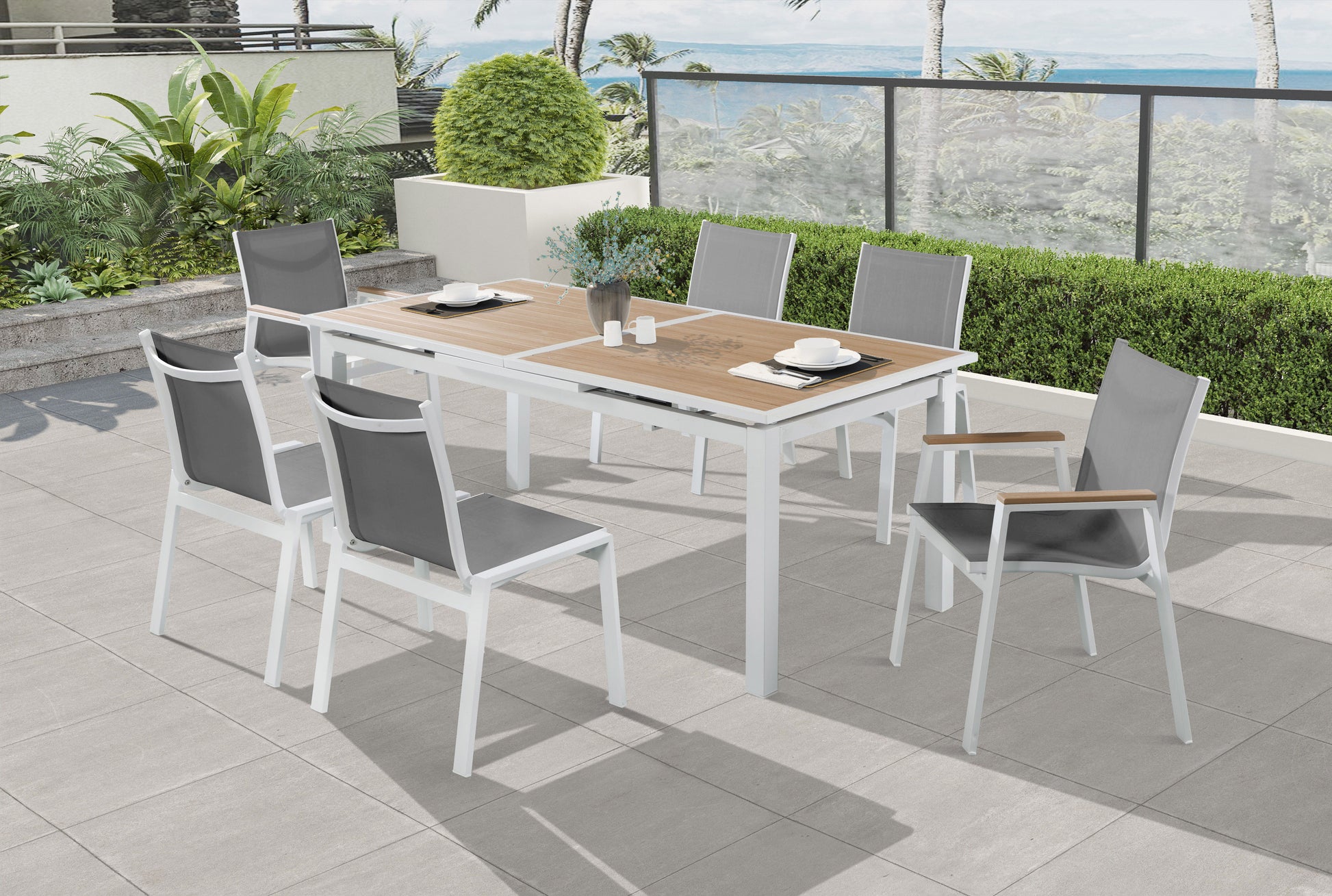 Nizuc - Outdoor Patio Dining Chair With White Frame (Set of 2)