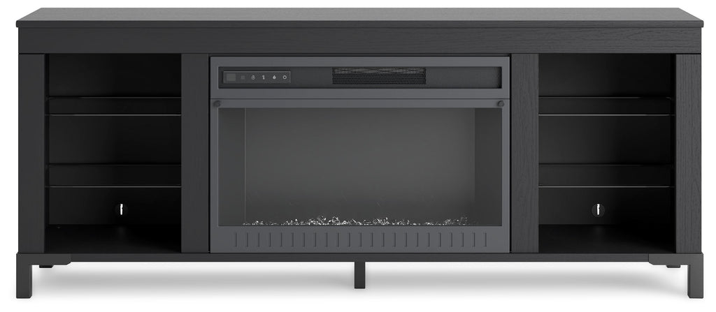 Cayberry - Black - TV Stand With Fireplace