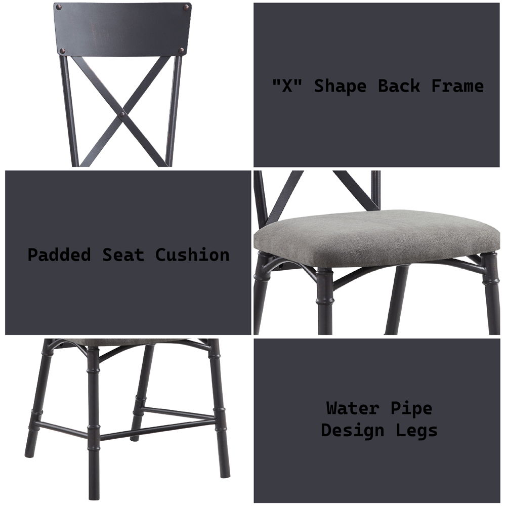 Edina - Side Chair (Set of 2) - Gray Fabric, Oak & Sandy Black Finish