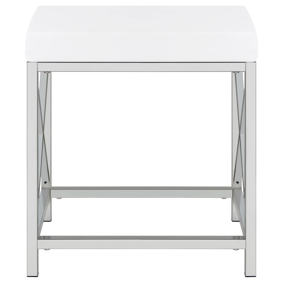 Eliza - Vanity Set With Lighting & Stool - White And Chrome