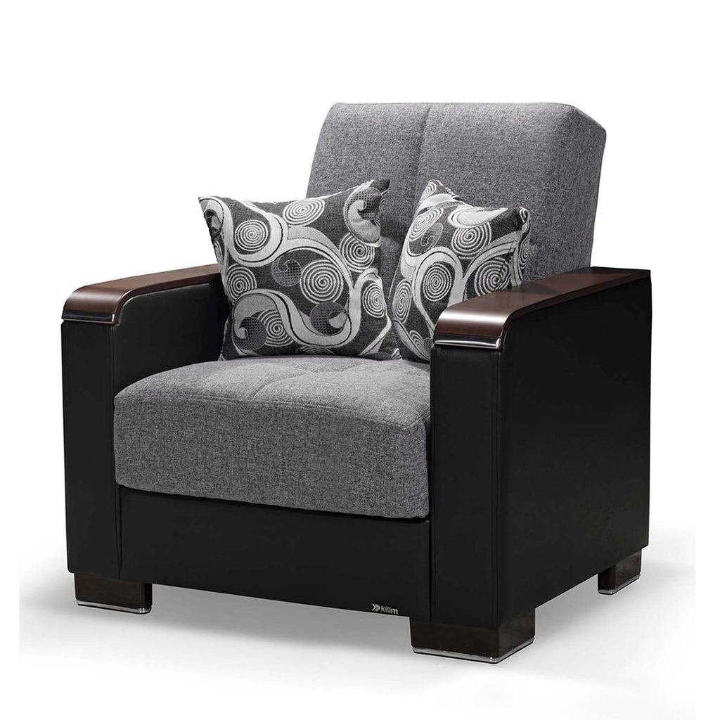 Ottomanson Armada X - Upholstered Convertible Wood Trimmed Armchair With Storage