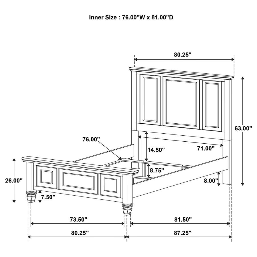 Sandy Beach - 63" Panel Bed with High Headboard