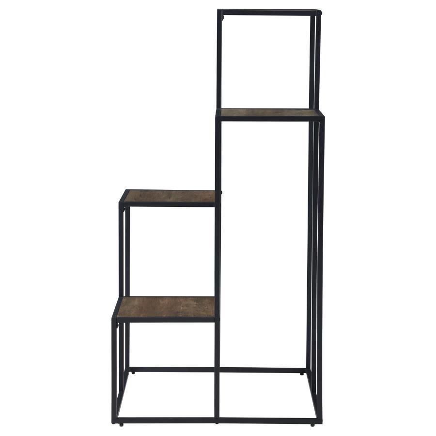 Rito - 4-Tier Multi - Display Shelf - Rustic Brown And Black