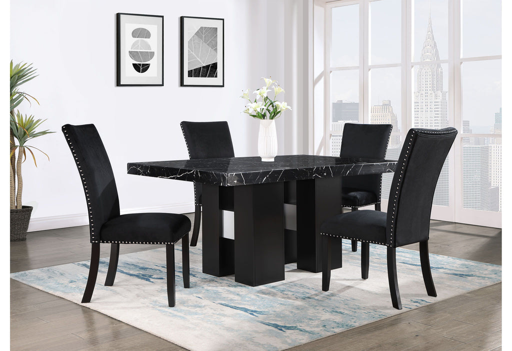 D03 Dining Table And Four D03 Dining Chairs - Black