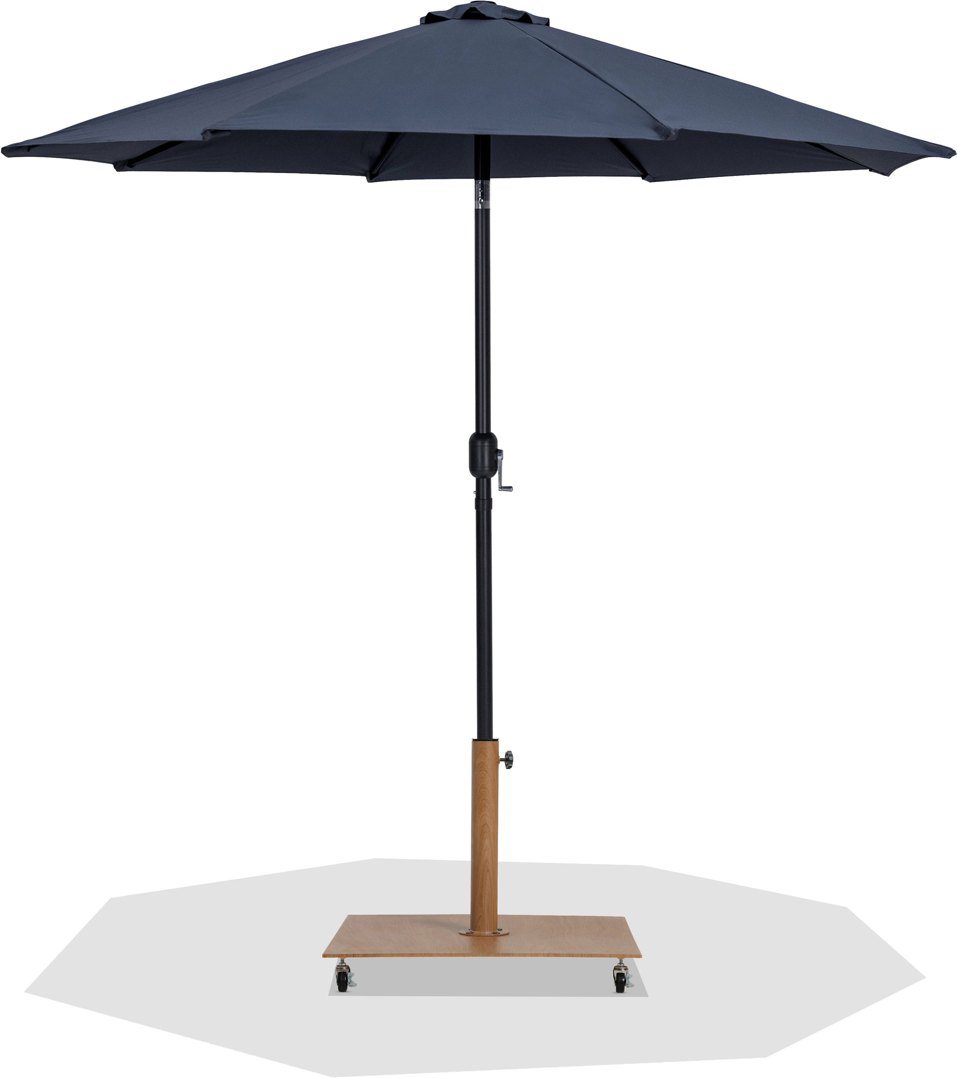 Fiji - Aluminum Patio Umbrella With Square Teak And Black Base
