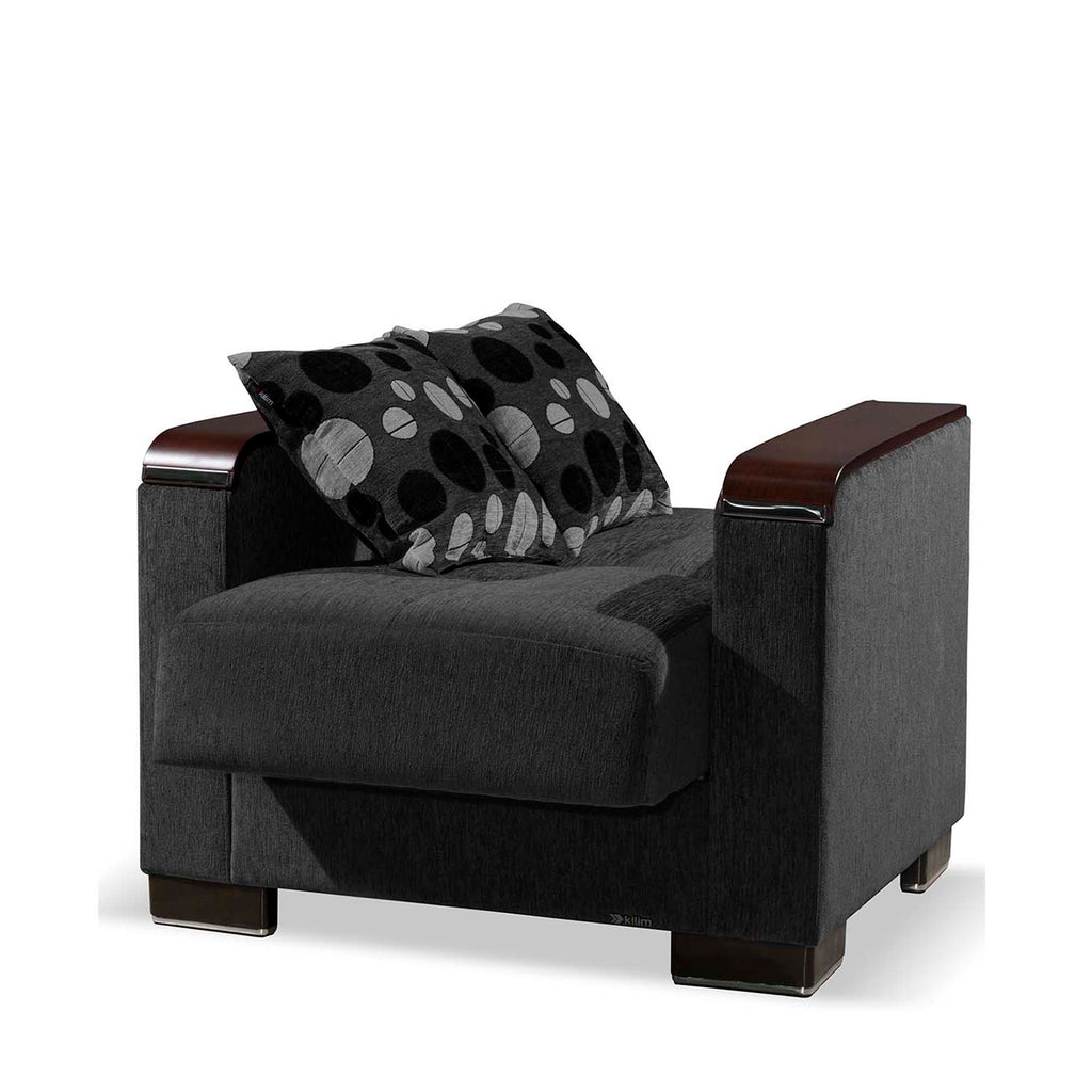 Ottomanson Armada X - Upholstered Convertible Wood Trimmed Armchair With Storage