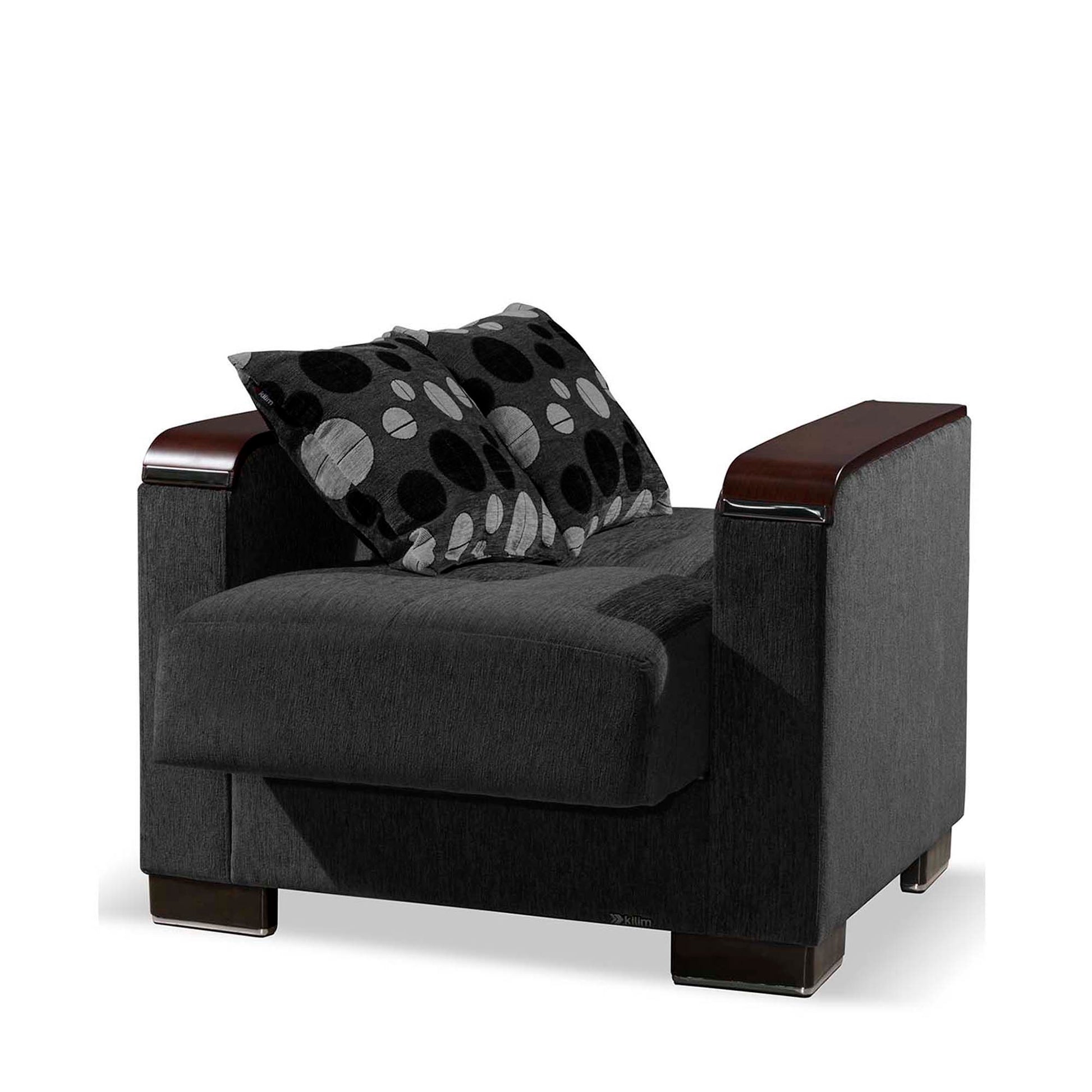 Ottomanson Armada X - Upholstered Convertible Wood Trimmed Armchair With Storage