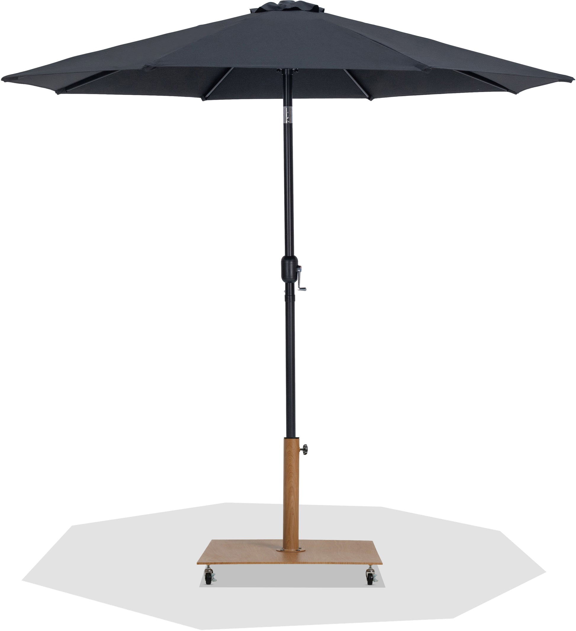 Fiji - Aluminum Patio Umbrella With Square Teak And Black Base