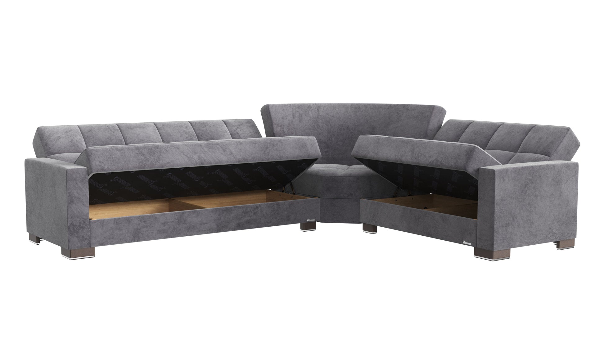 Ottomanson Armada - Upholstered Convertible Sectional With Storage - Microfiber