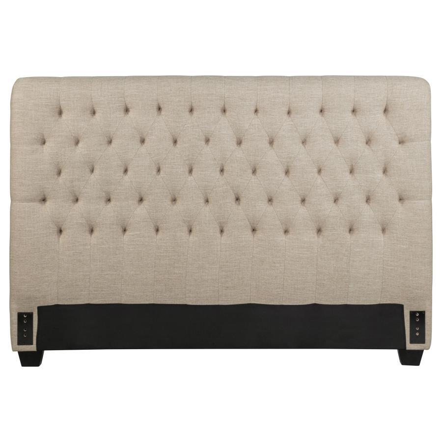 Chloe - Upholstered Queen Panel Headboard - Oatmeal
