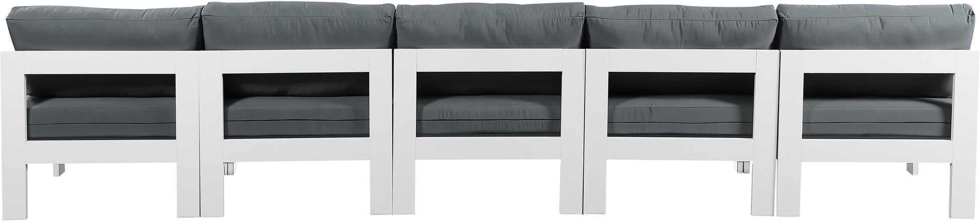Nizuc - Outdoor Patio 5 Seat Modular Armless Sofa With White Frame