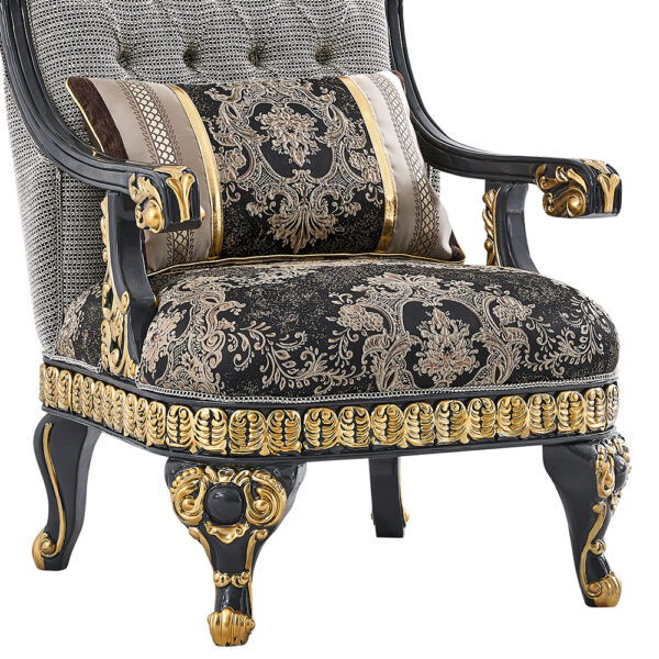 HD-9012 - 3 Piece Sofa Set - Black / Beige / Gold