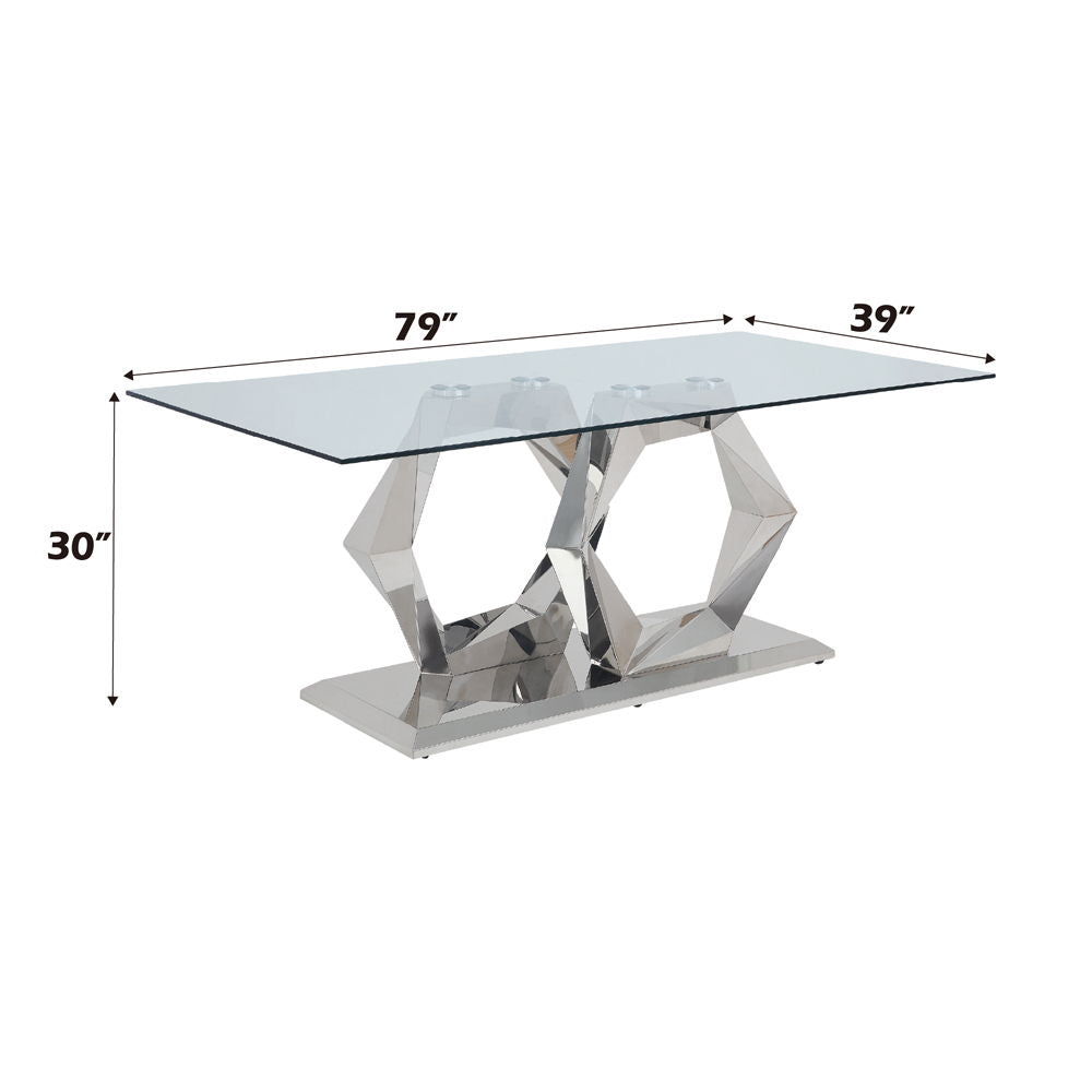 Gianna - Dining Table - Clear Glass & Stainless Steel