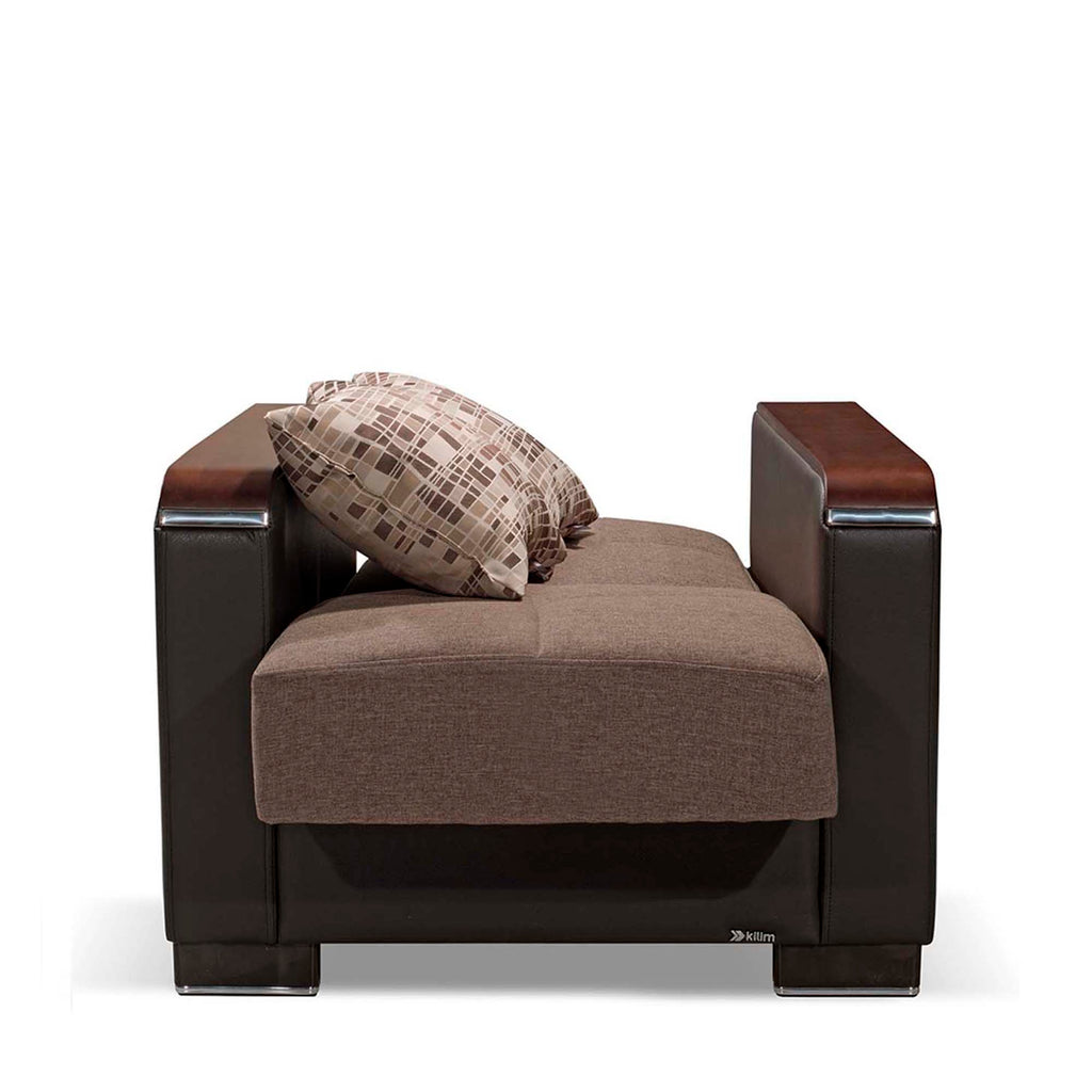 Ottomanson Armada X - Upholstered Convertible Wood Trimmed Armchair With Storage - Polyester