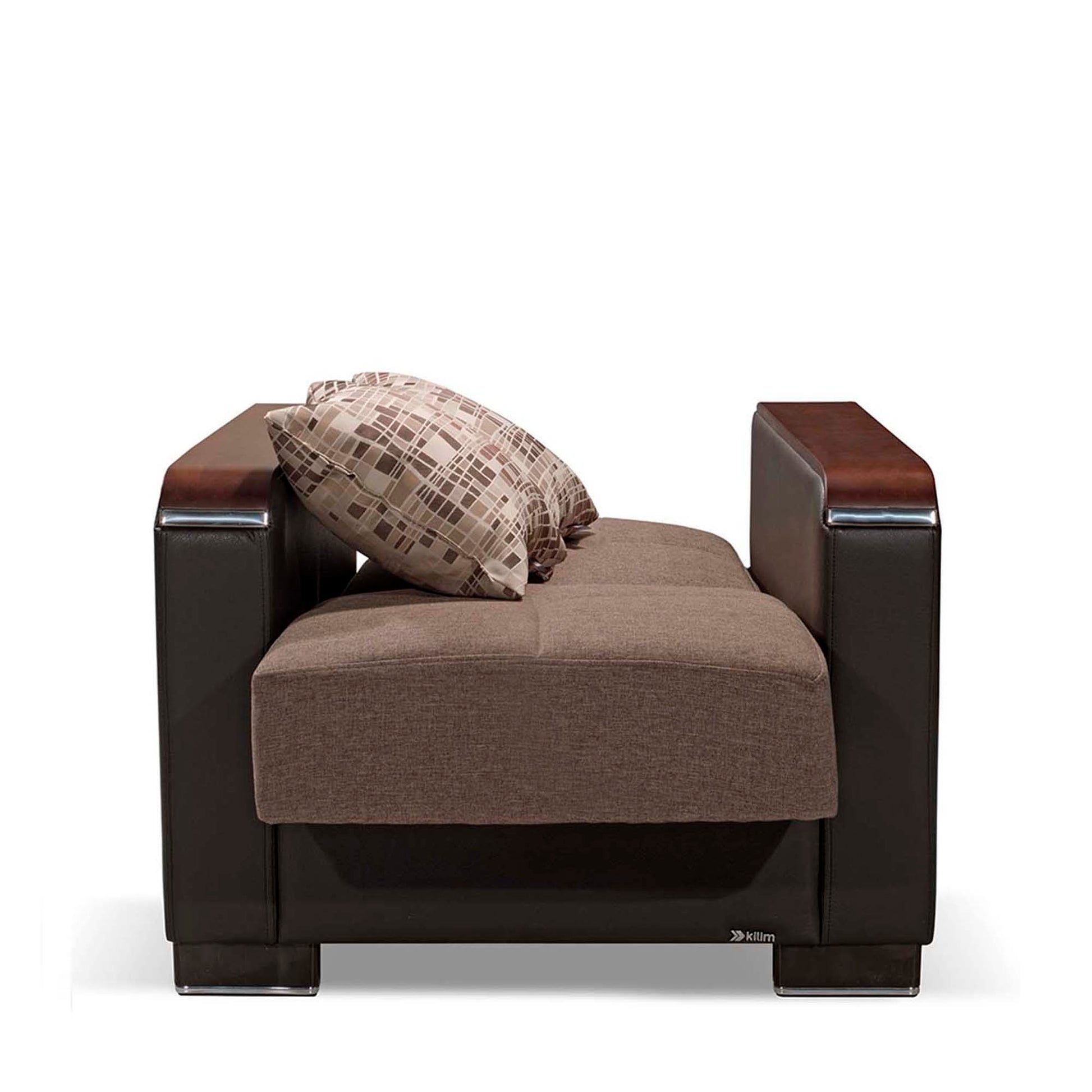 Ottomanson Armada X - Upholstered Convertible Wood Trimmed Armchair With Storage - Polyester