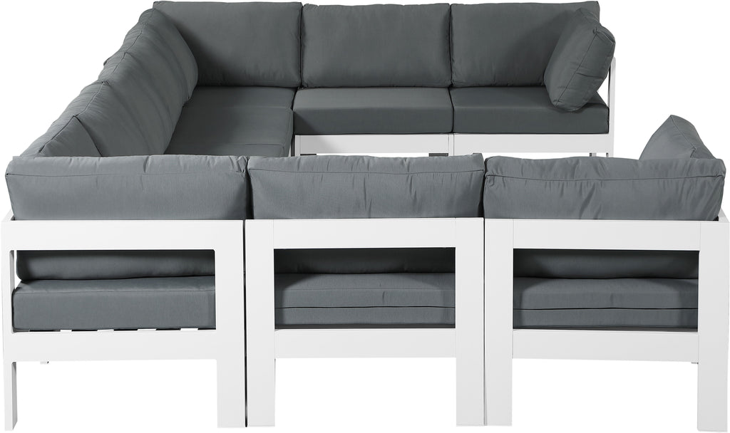 Nizuc - Outdoor Patio 9 Piece Modular Sectional With White Frame