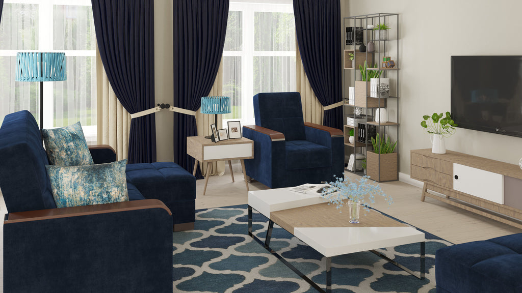 Ottomanson Armada X - Upholstered Convertible Wood Trimmed Chaise Lounge With Storage - Microfiber