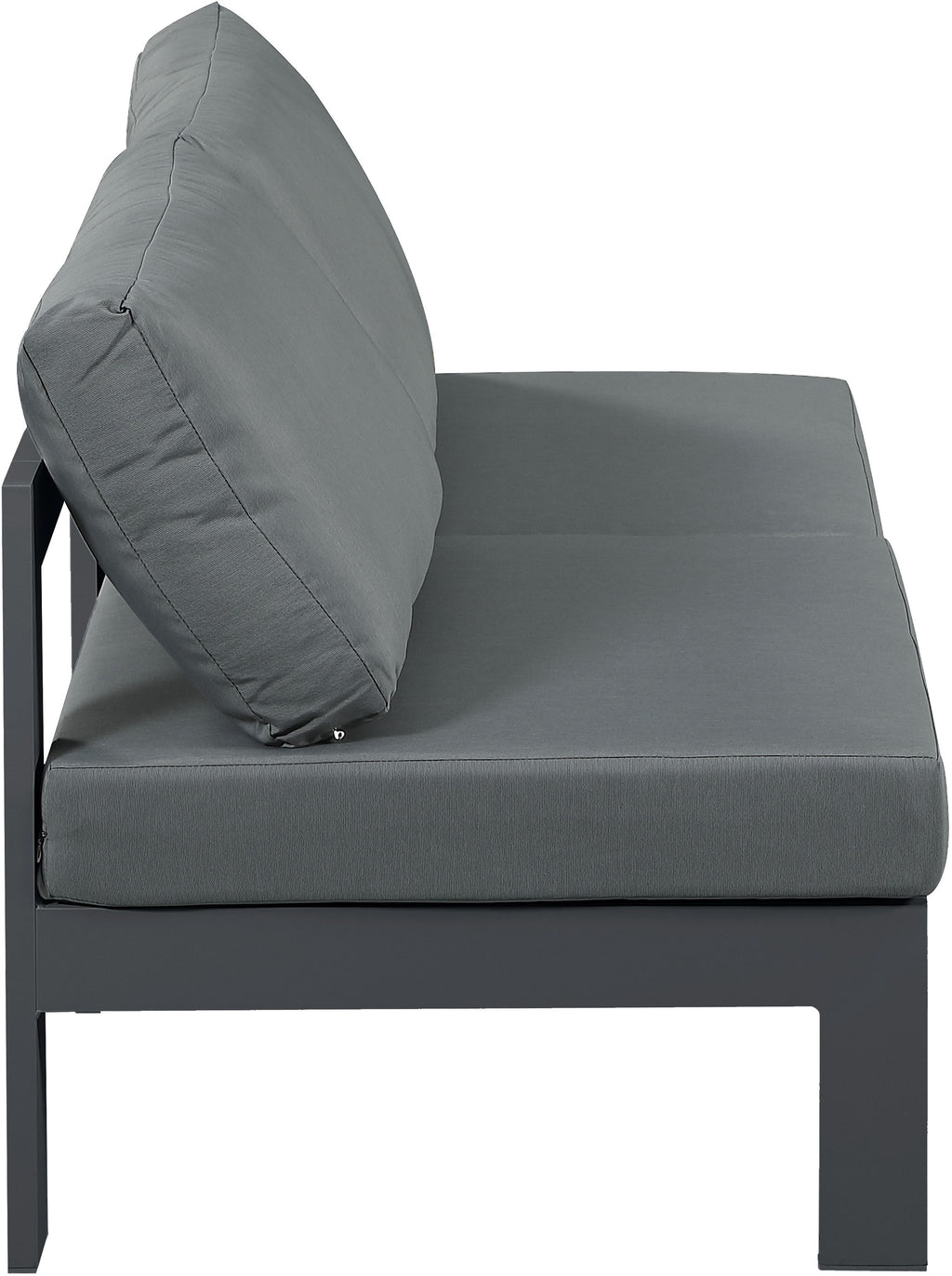 Nizuc - Outdoor Patio 2 Seat Armless Modular Sofa With Gray Frame