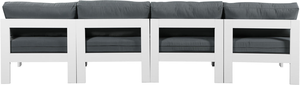 Nizuc - Outdoor Patio 4 Seat Armless Modular Sofa With White Frame