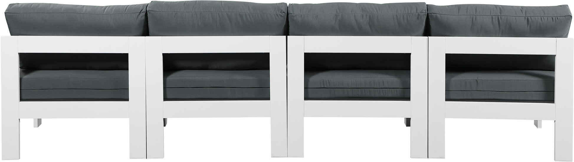 Nizuc - Outdoor Patio 4 Seat Armless Modular Sofa With White Frame