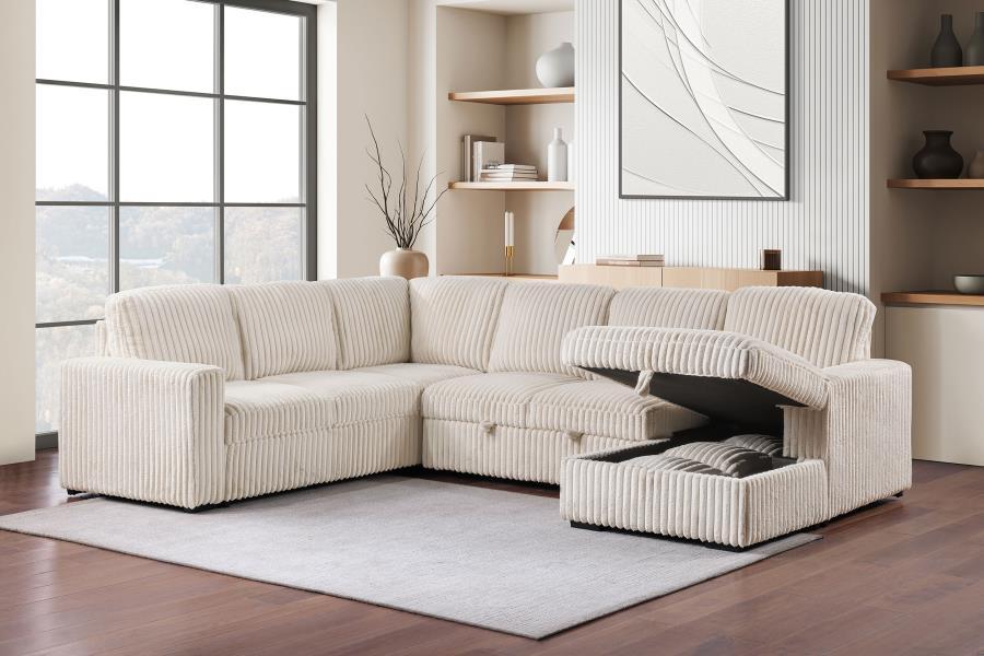 Devonshire - Sleeper Sectional Sofa Storage Chaise - Camel