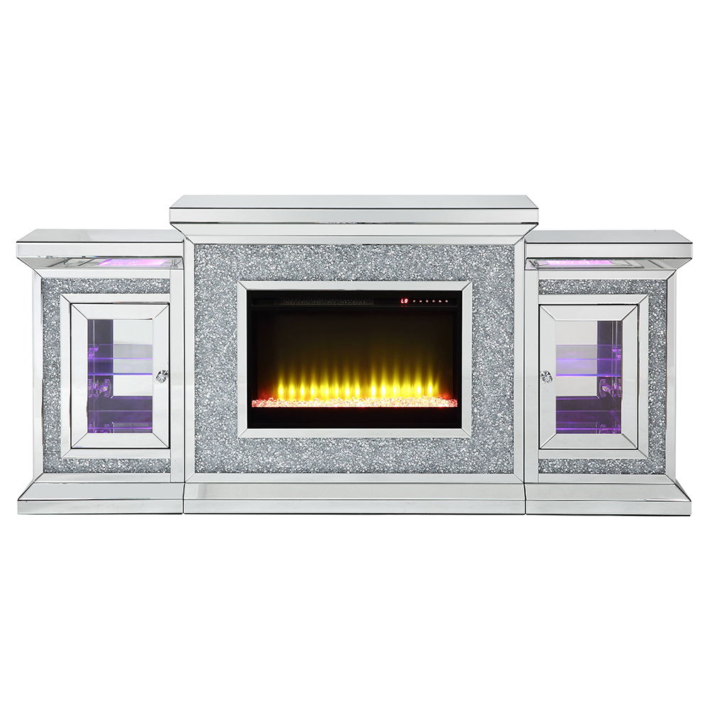 Noralie - Fireplace - Mirrored & Faux Diamonds - 39"