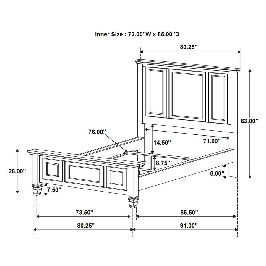 Sandy Beach - 63" Panel Bed with High Headboard