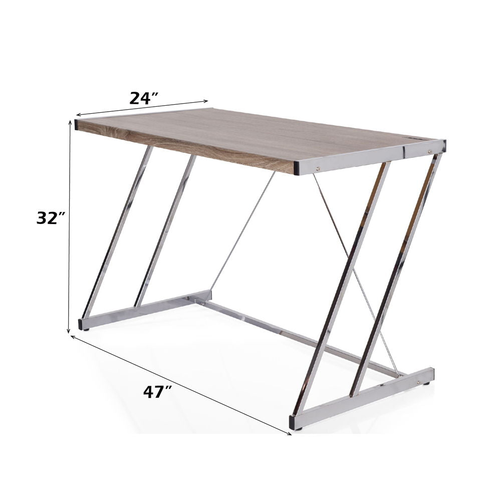 Finis - Desk - Weathered Oak & Chrome