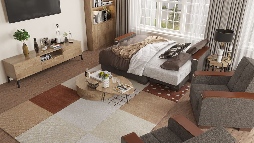 Ottomanson Armada X - Upholstered Convertible Wood Trimmed Chaise Lounge With Storage