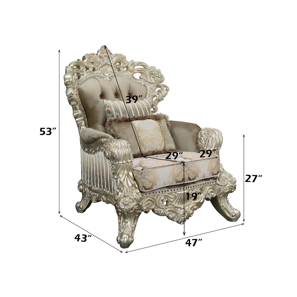 Sorina - Chair - Velvet, Fabric & Antique Gold Finish