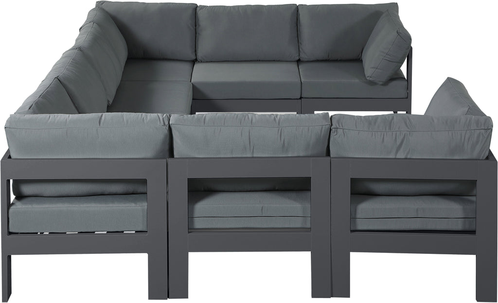 Nizuc - Outdoor Patio 8 Piece Modular Sectional With Gray Frame