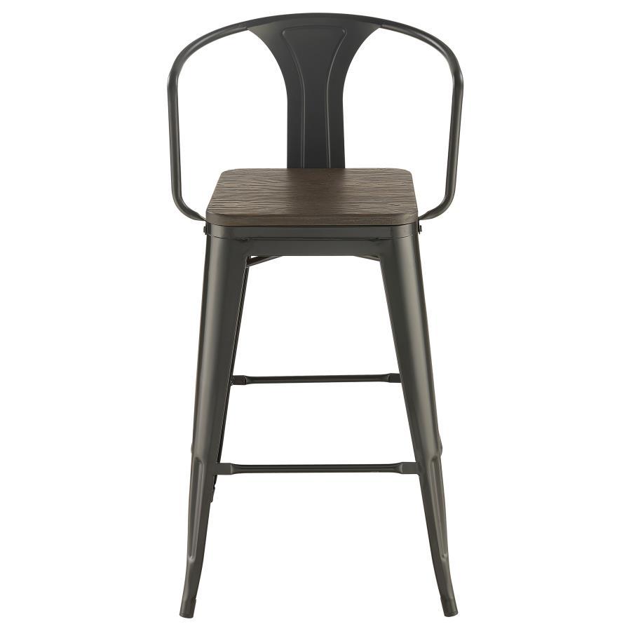 Cavalier - 3 Piece Square Bar Table Set - Dark Elm and Black