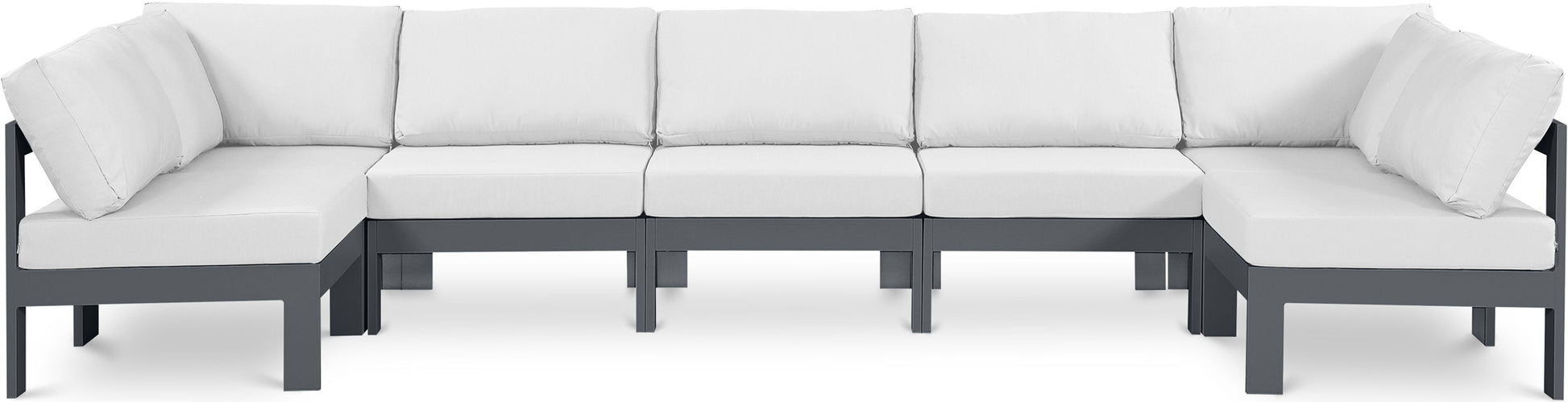 Nizuc - Outdoor Patio 7 Piece Modular Sectional With Gray Frame