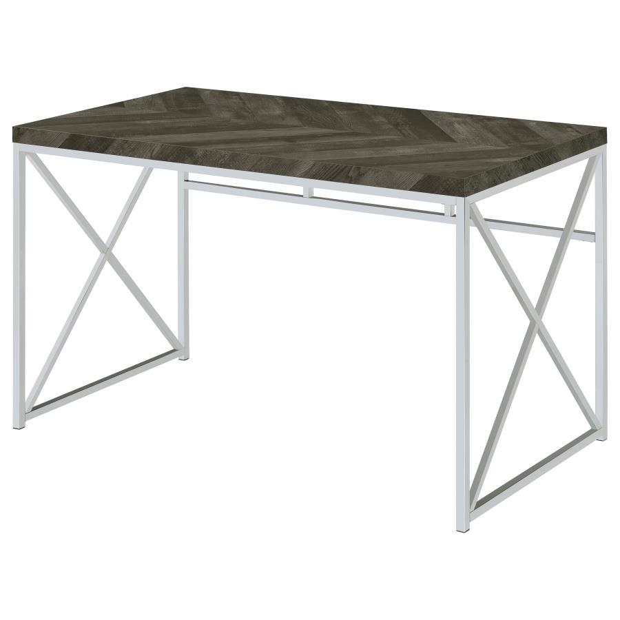 Grimma - Writing Office Desk - Rustic Gray And Chrome