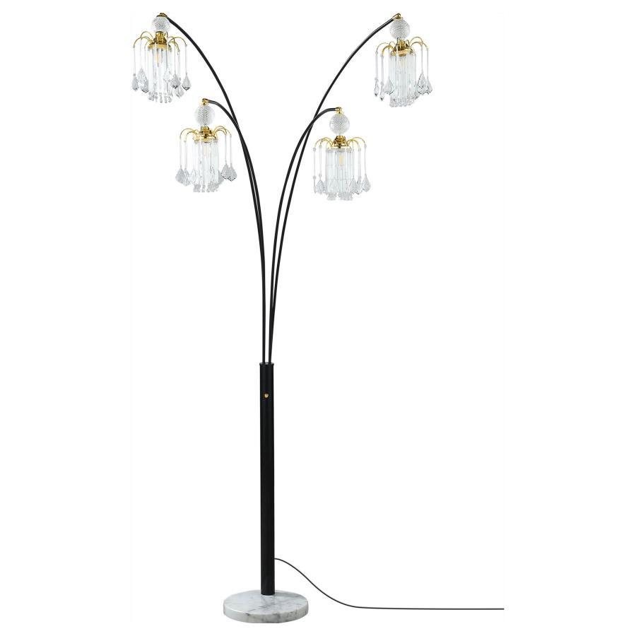 Maisel - Hanging Crystal Arc Tree Floor Lamp - Black