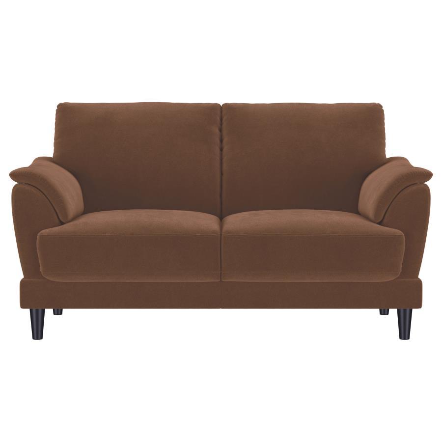Selma - 2 Piece Velvet Upholstered Crescent Arm Sofa Set - Rust