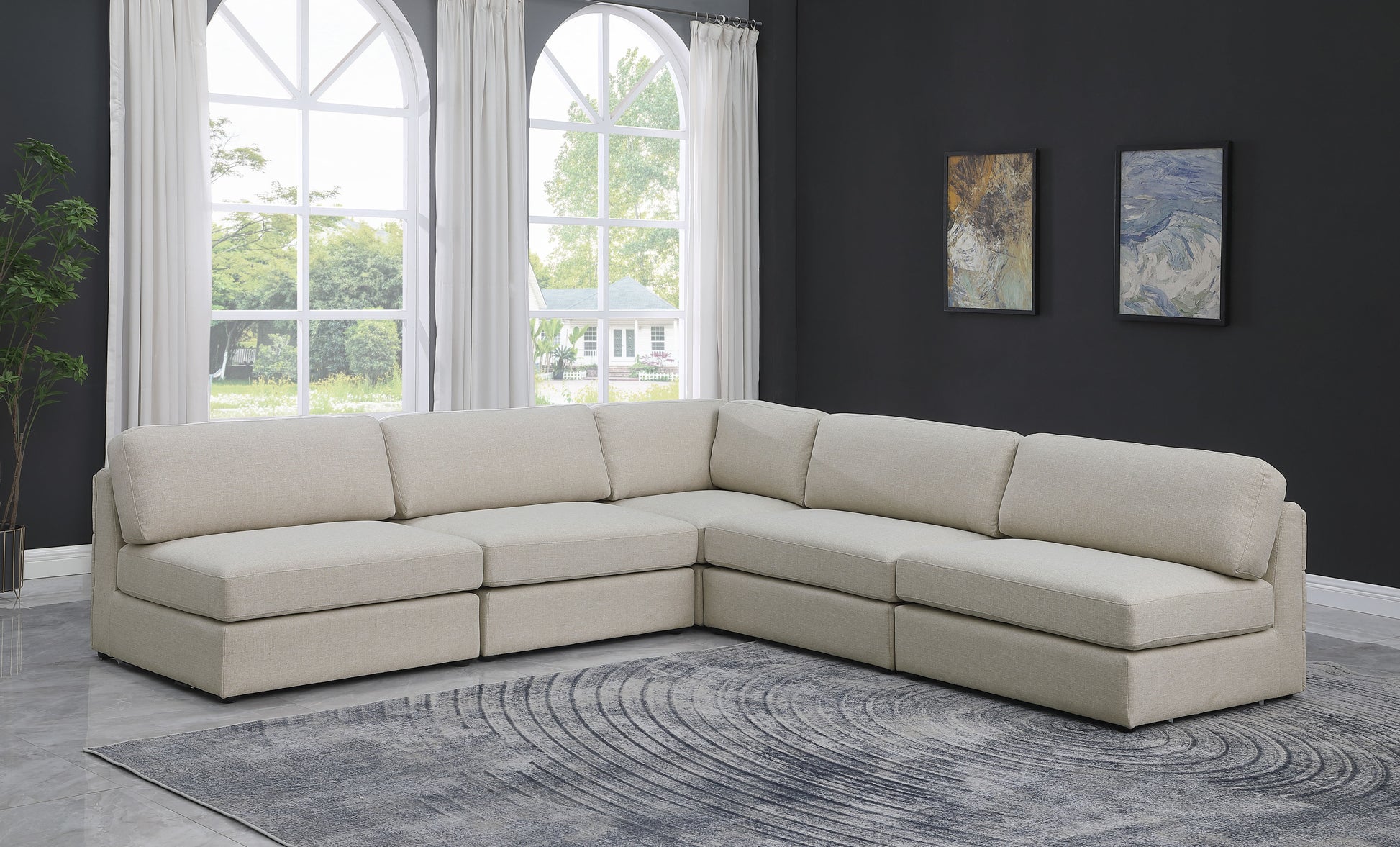 Beckham - 5 Piece Modular Corner Armless Sectional